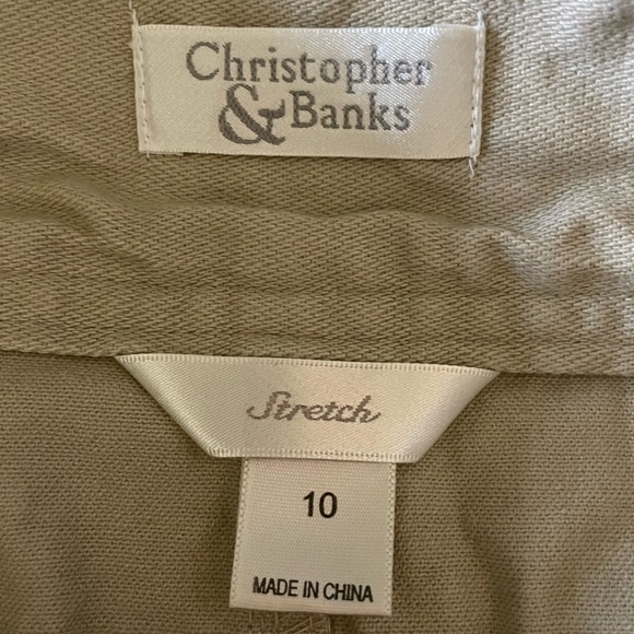 Khaki Christopher & Banks Button Down Skirt Stretchy Size 10 - Picture 3 of 8